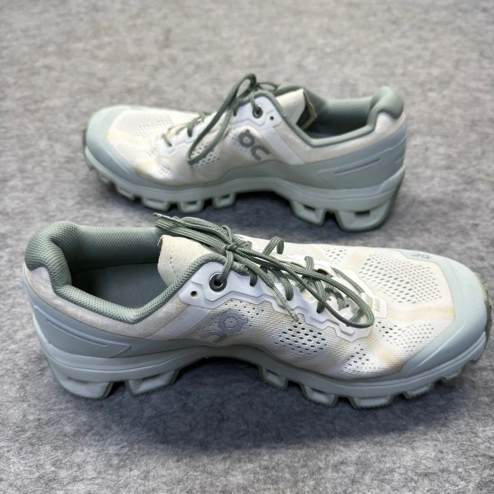 On Cloudventure Trail Running Shoes Womens 7.5 Missiongrip Mesh White Sage Green
